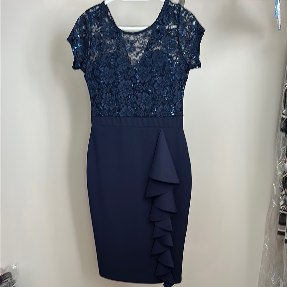 Elegant Navy Lace Dress
